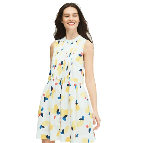 Kate Spade Lemon Zest Whimsical Preppy Maximalist Cottagecore Shirt Dress Small - Picture 1 of 10